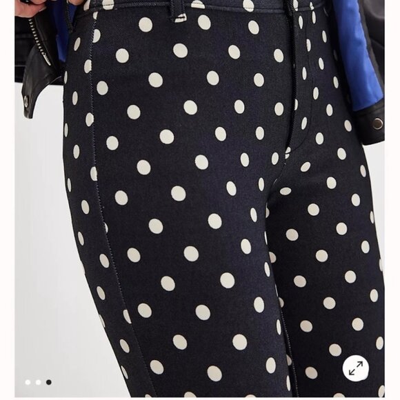 FREE PEOPLE WOMEN'S molly polka dot slim pants dark blue Size 4 NEW - Picture 2 of 9